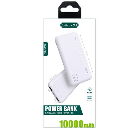 Siipro 1x PD USB-C 2x USB PowerBank 10000mAh White (SP-31W)